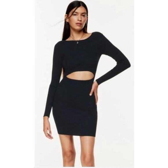 Wilfred Free Dresses & Skirts - Women's Wilfred Free Black Ribbed Cut-Out Long Sleeve Dress, Size S, Like New